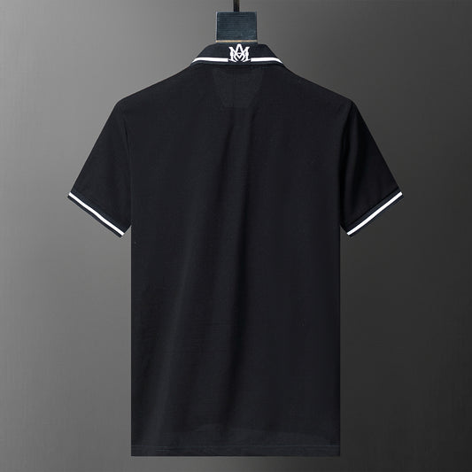 AMIRI Black Polo Shirt with White Trim