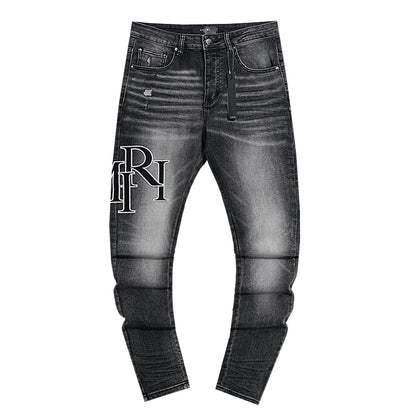 AMIRI Black Faded Logo Skinny Jeans
