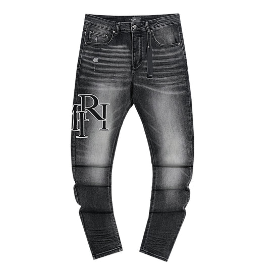 AMIRI Black Faded Logo Skinny Jeans