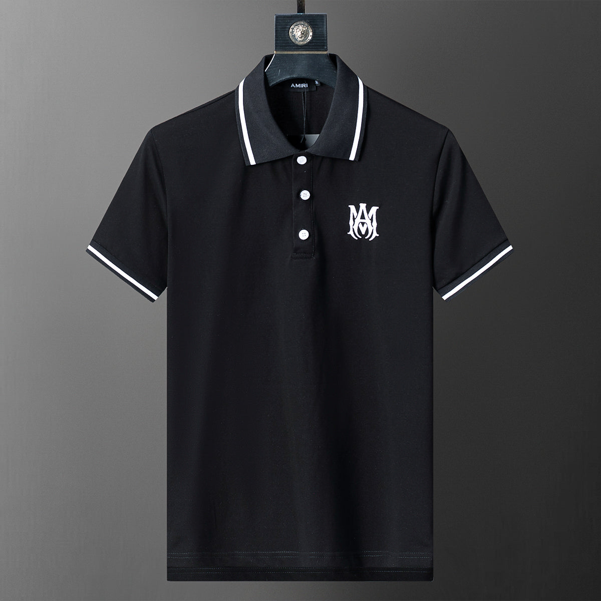 AMIRI Black Polo Shirt with White Trim