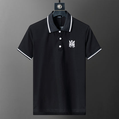 AMIRI Black Polo Shirt with White Trim