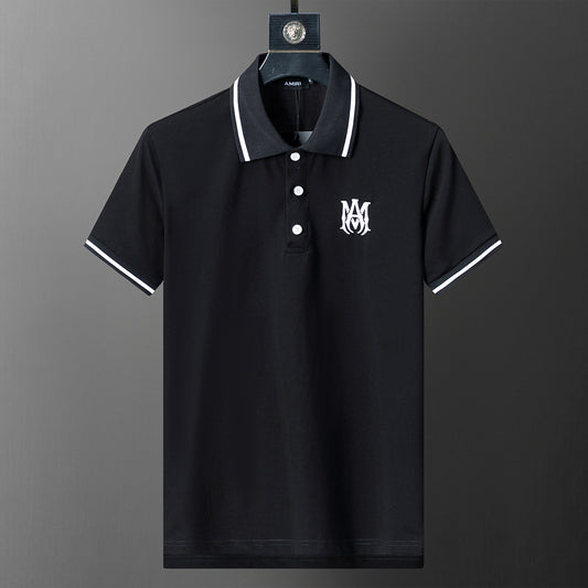 AMIRI Black Polo Shirt with White Trim