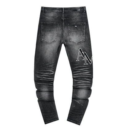 AMIRI Black Faded Logo Skinny Jeans